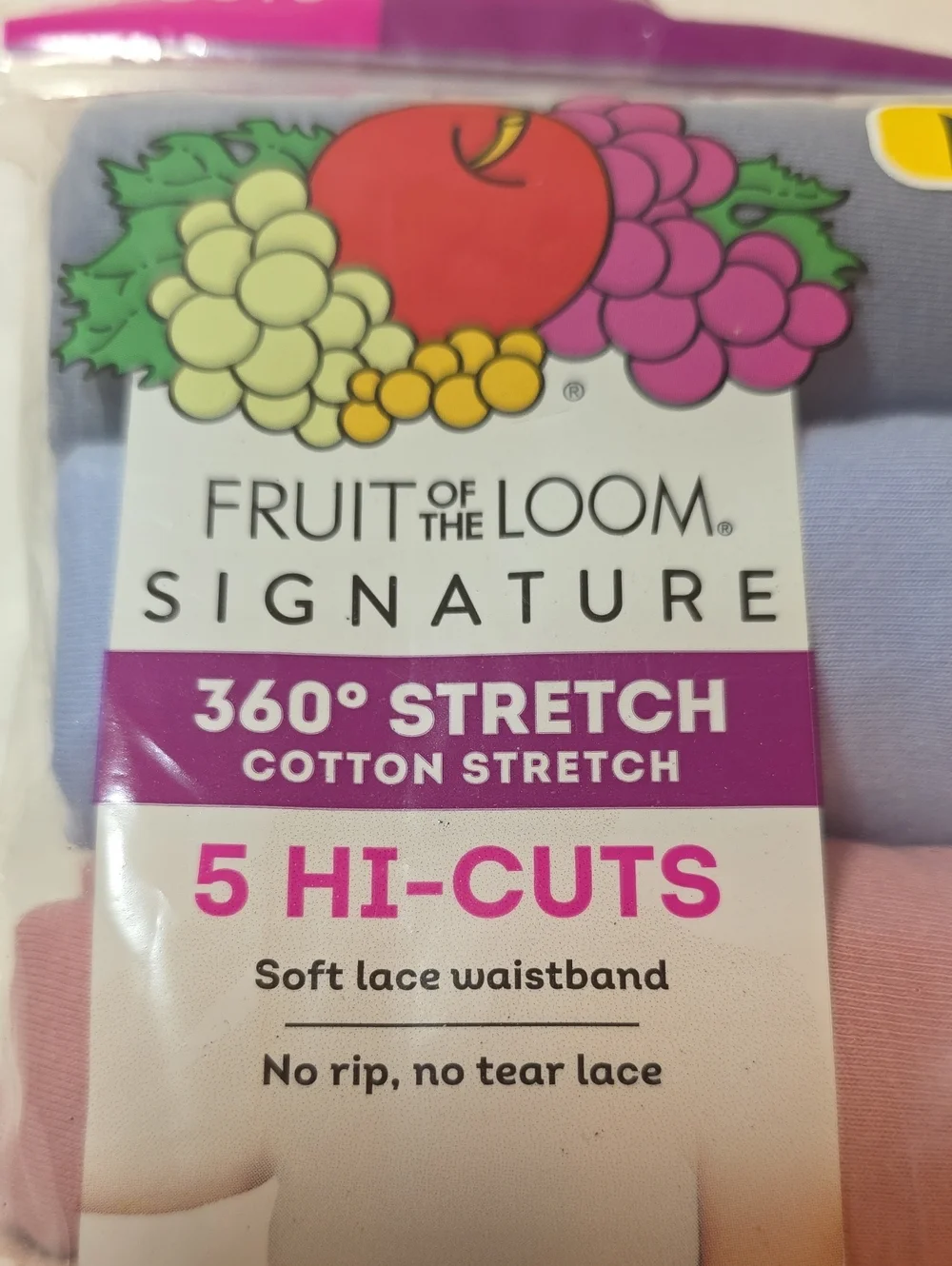 NWT Fruit of the Loom Signature Cotton Stretch Hi-Cut Panties